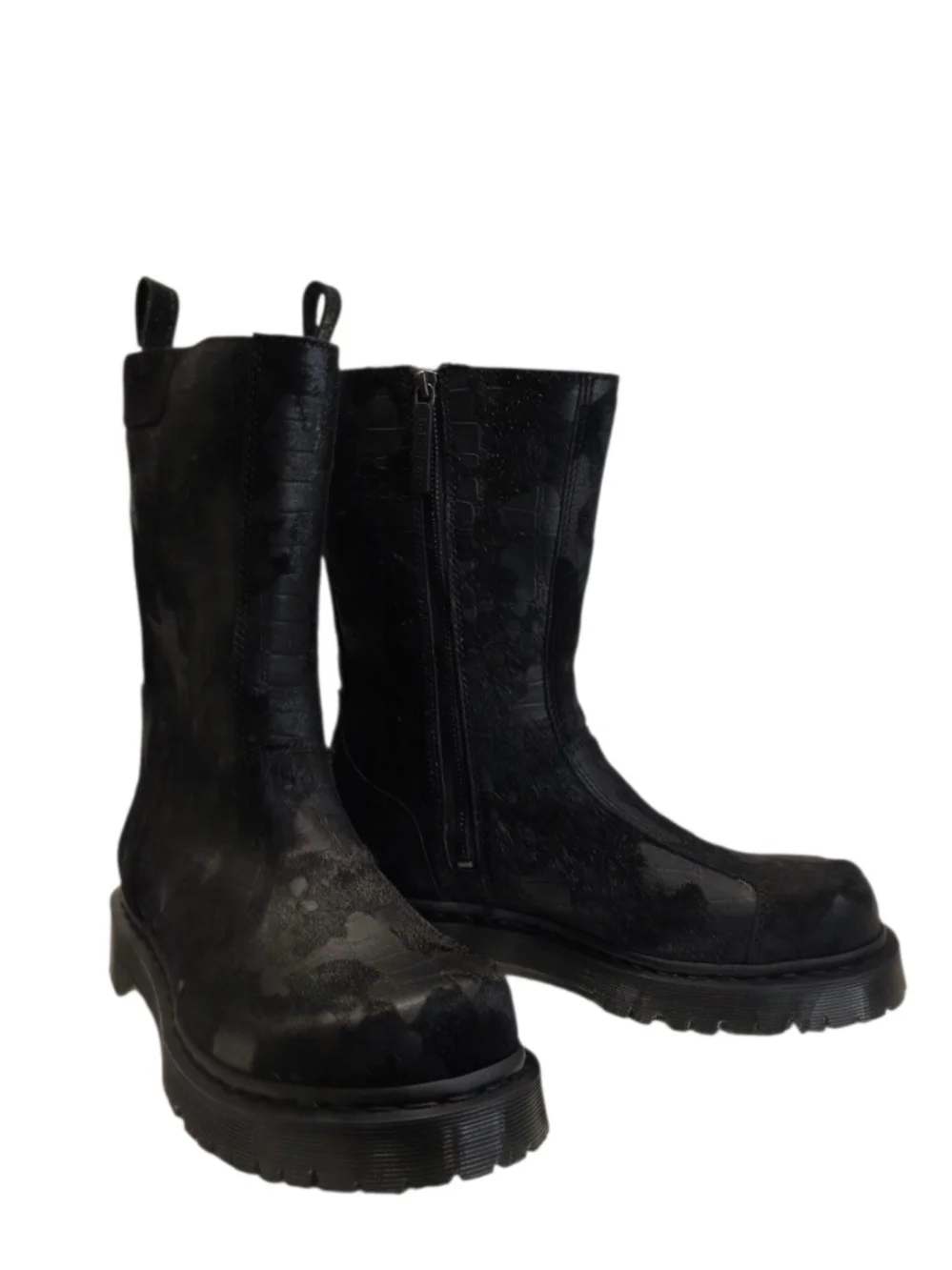 Brand-New Dr. Martens REJENA Hair On Croc Emboss Leather Black Women's Size 9